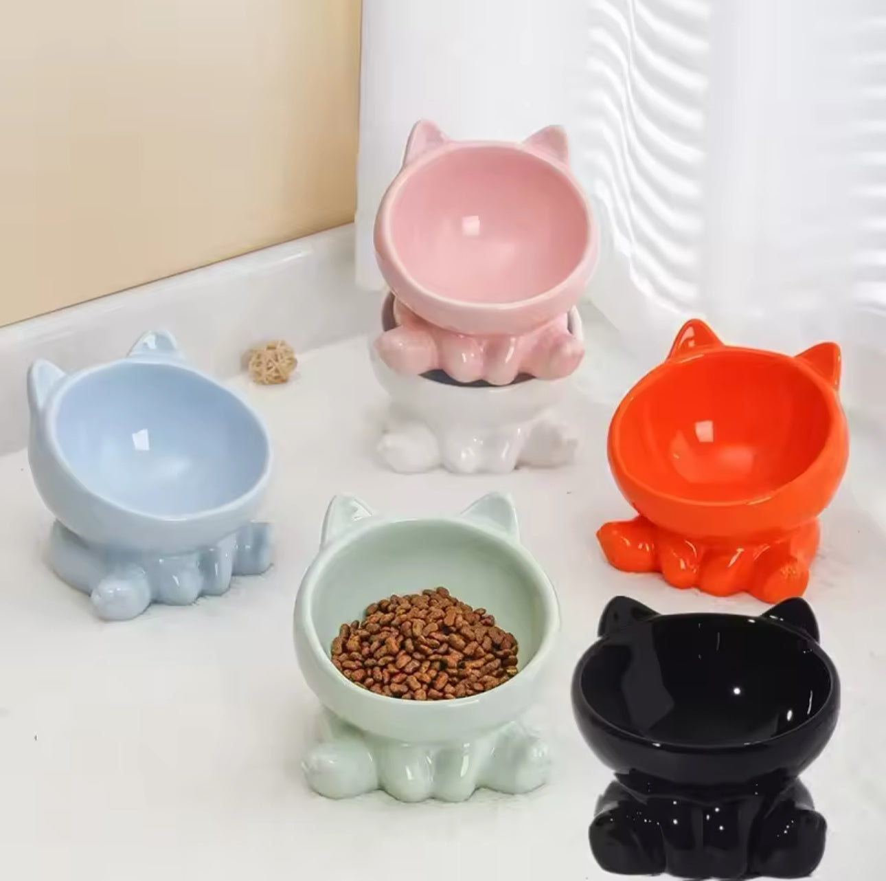 Ceramic Cat Bowl Raised