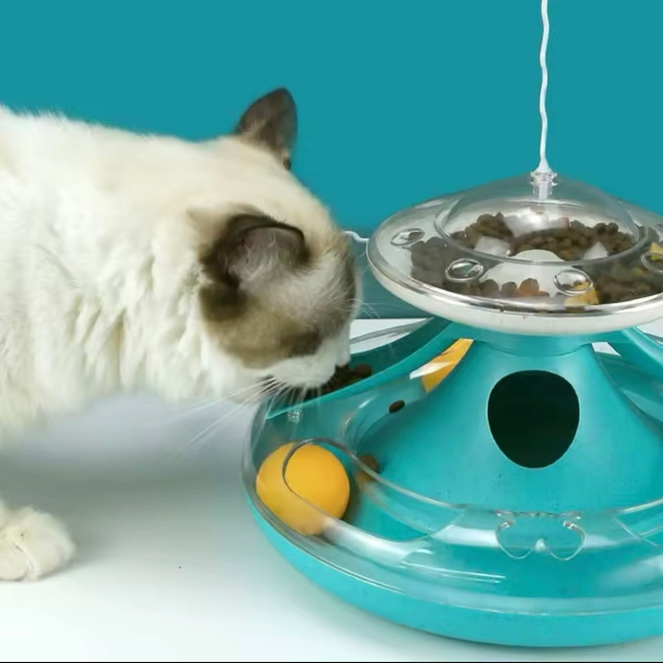 Spinning Cat Puzzle Toy - Treat Dispenser with Balls and Teaser