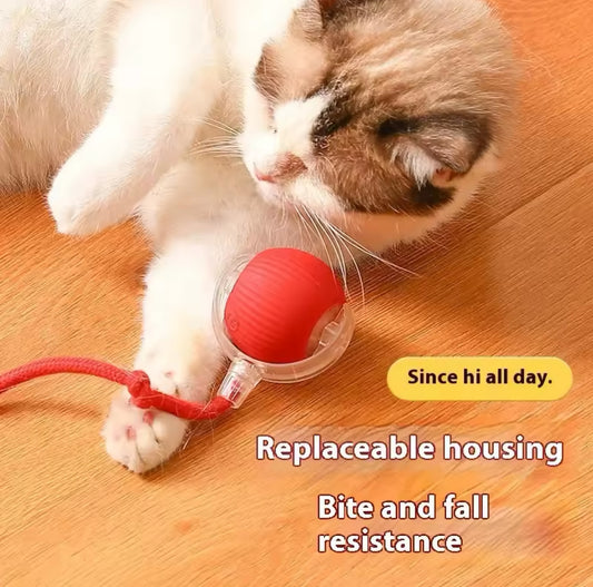 Smart Cat Ball Toy Run and Chase with String Toy Attachment - Rechargeable