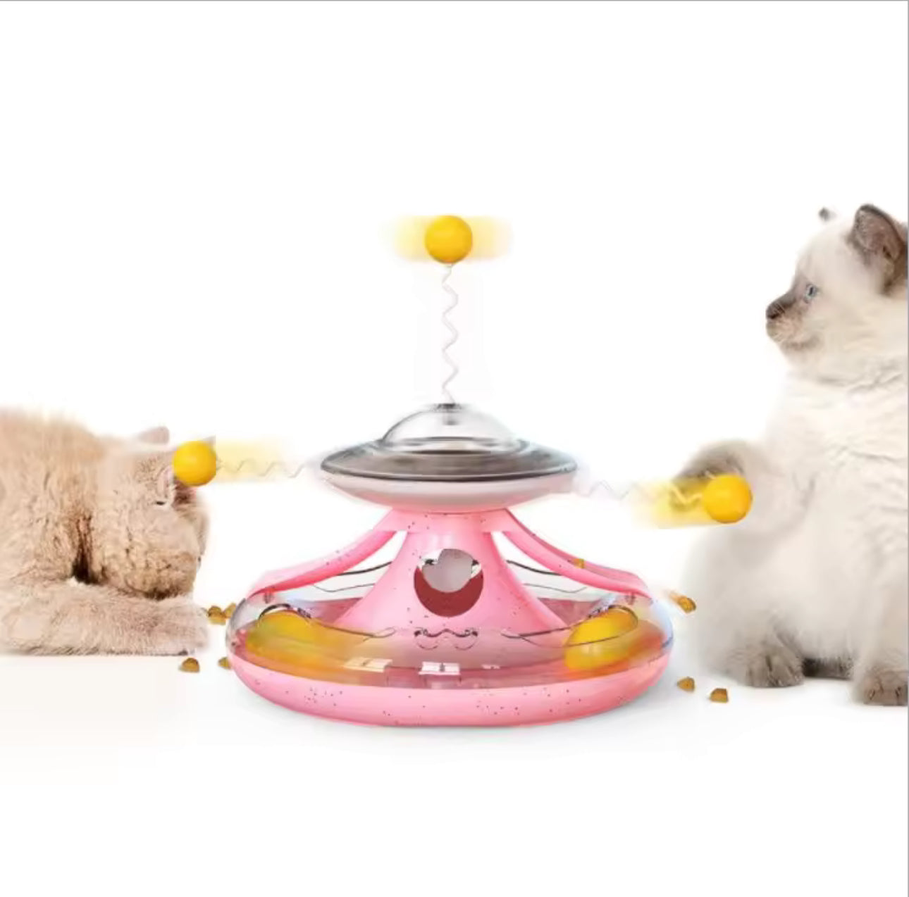 Spinning Cat Puzzle Toy - Treat Dispenser with Balls and Teaser