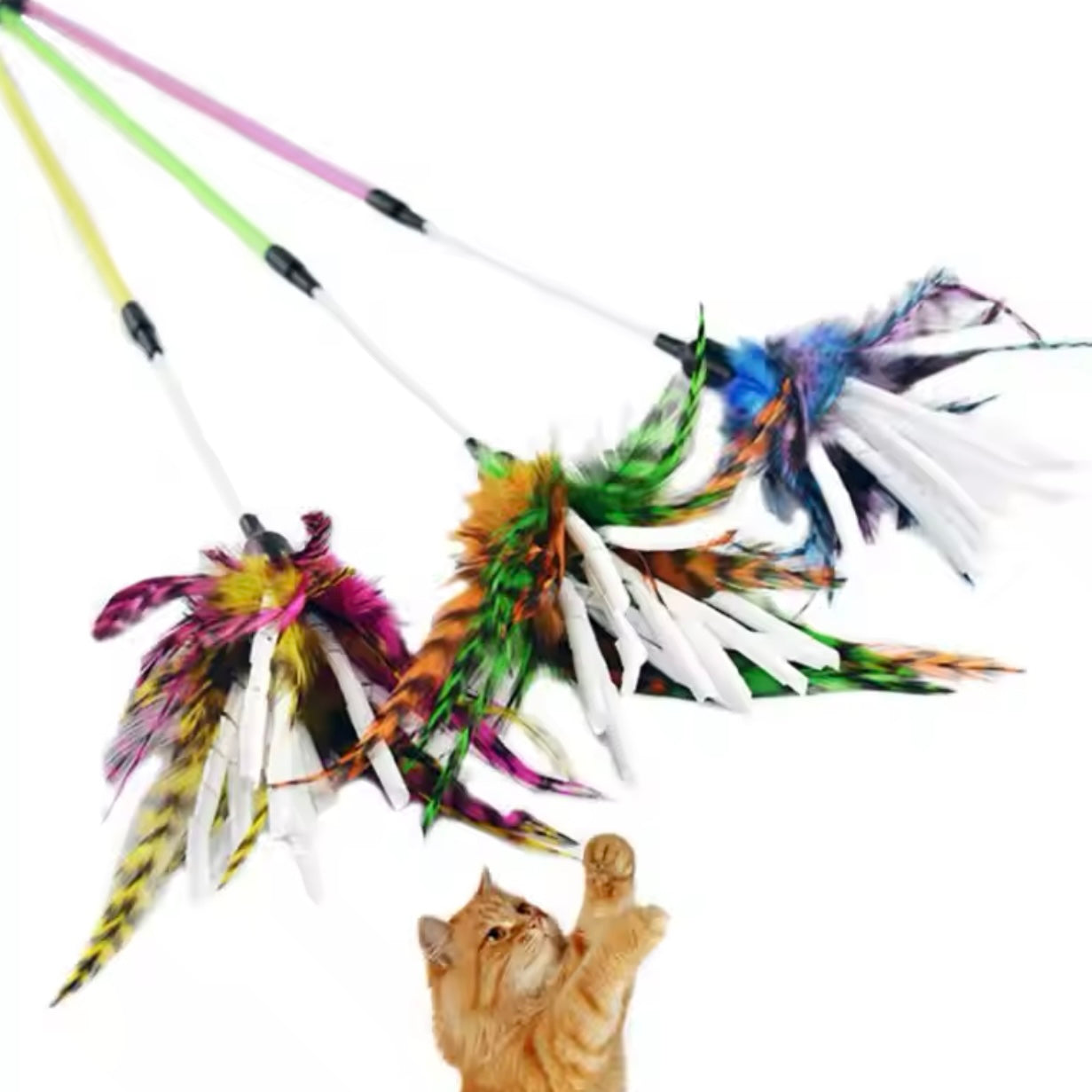 Cat Teaser Crinkle Paper Feather Toy