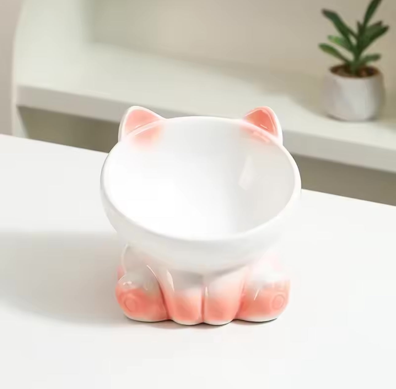 Ceramic Cat Bowl Raised