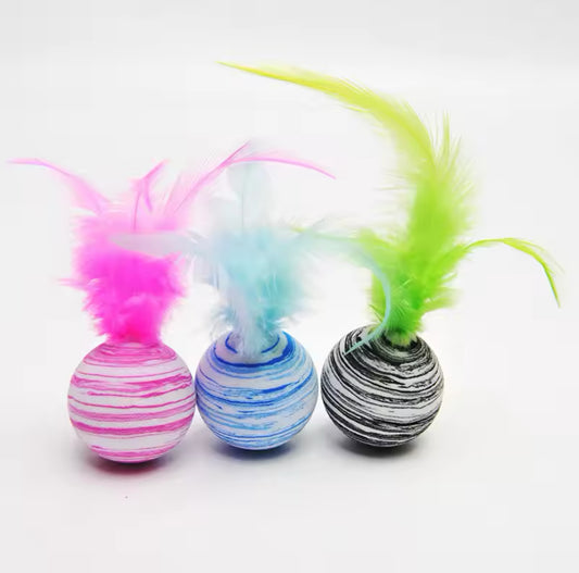 Striped Feather Cat Ball Toy