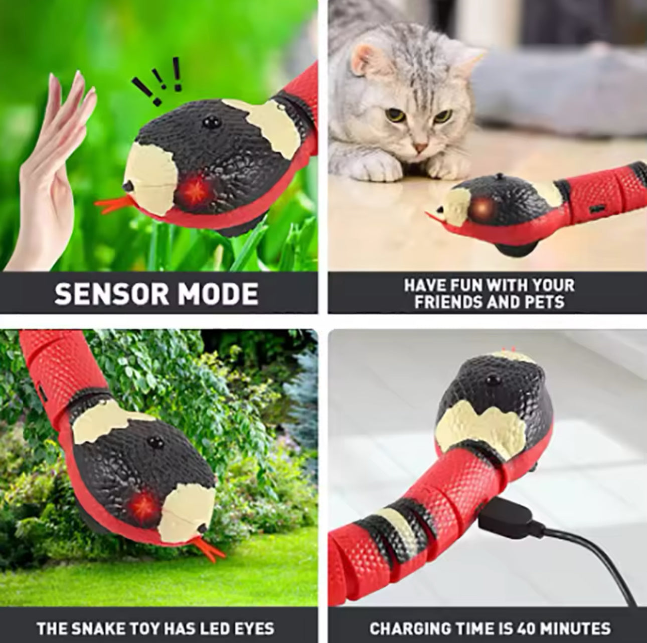 Smart Sensing Snake Cat Toy Game Automatic Electric USB Rechargeable