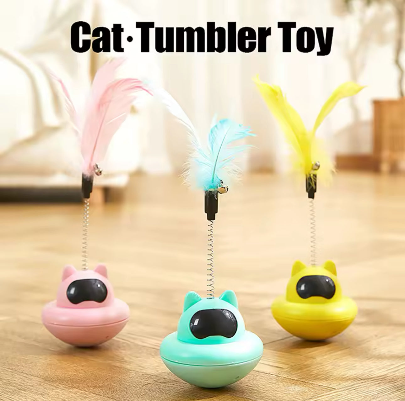 Cat Tumbler Bell Toy With Feather And Bell