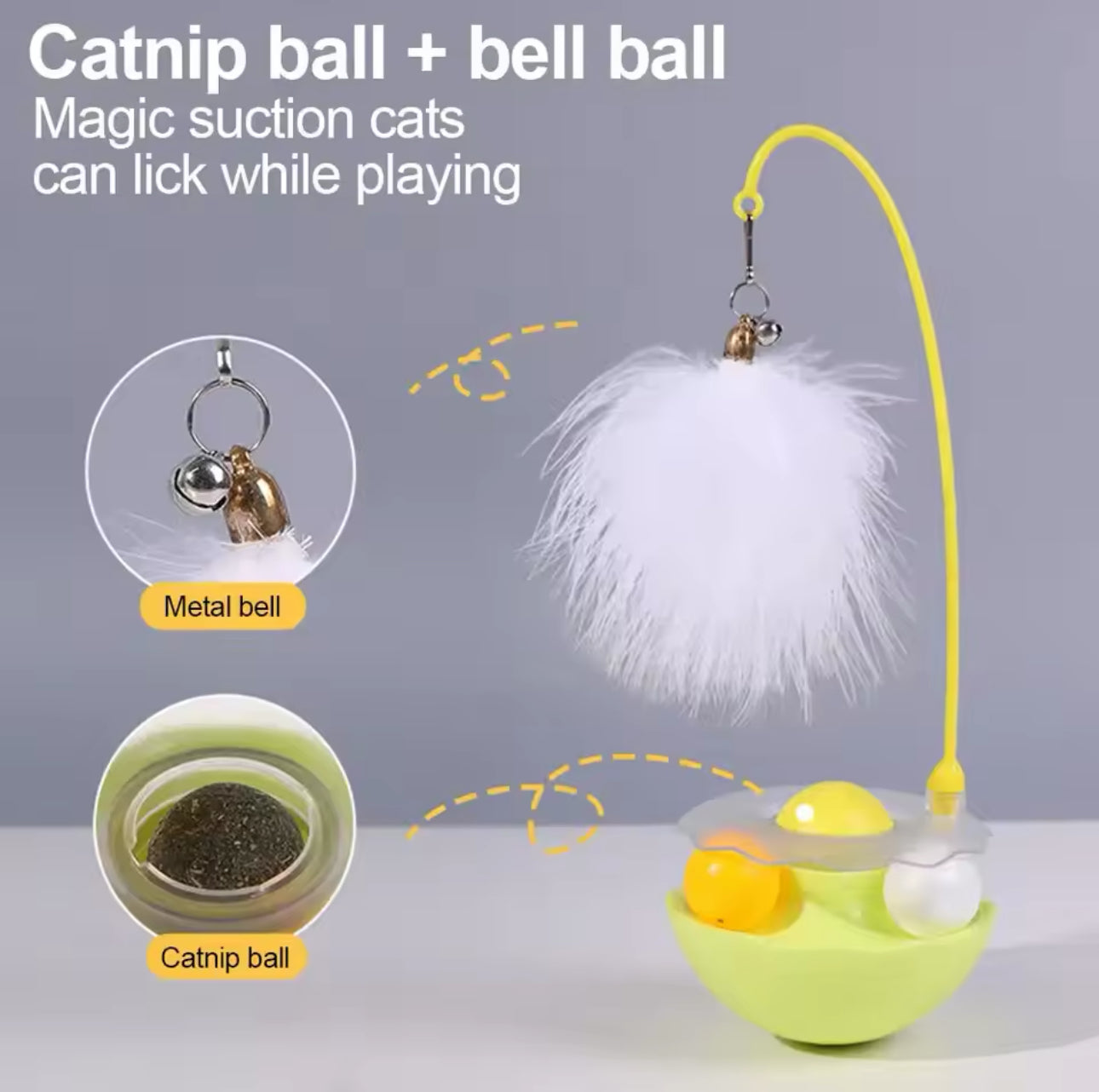 Cat Tumbler Toy with Catnip and Feather Bell