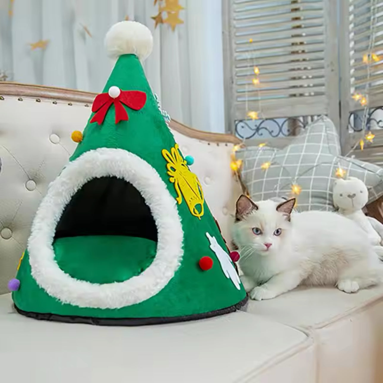 Christmas Cat Bed Hut House