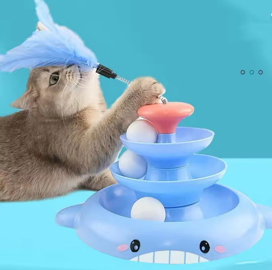 Ocean Ball Tower with Feather Cat Toy Game Whale