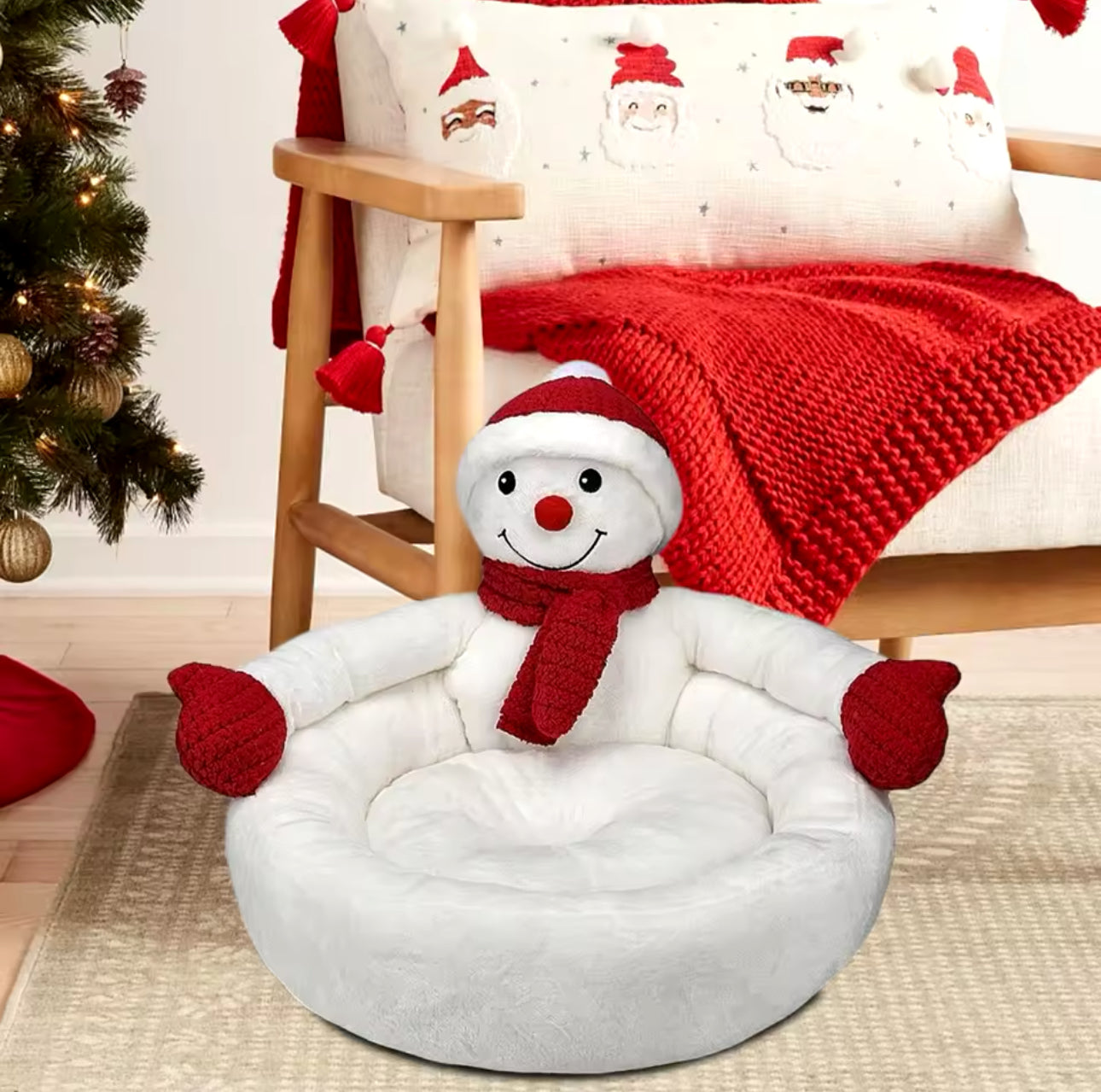 Snowman Christmas Cat Bed