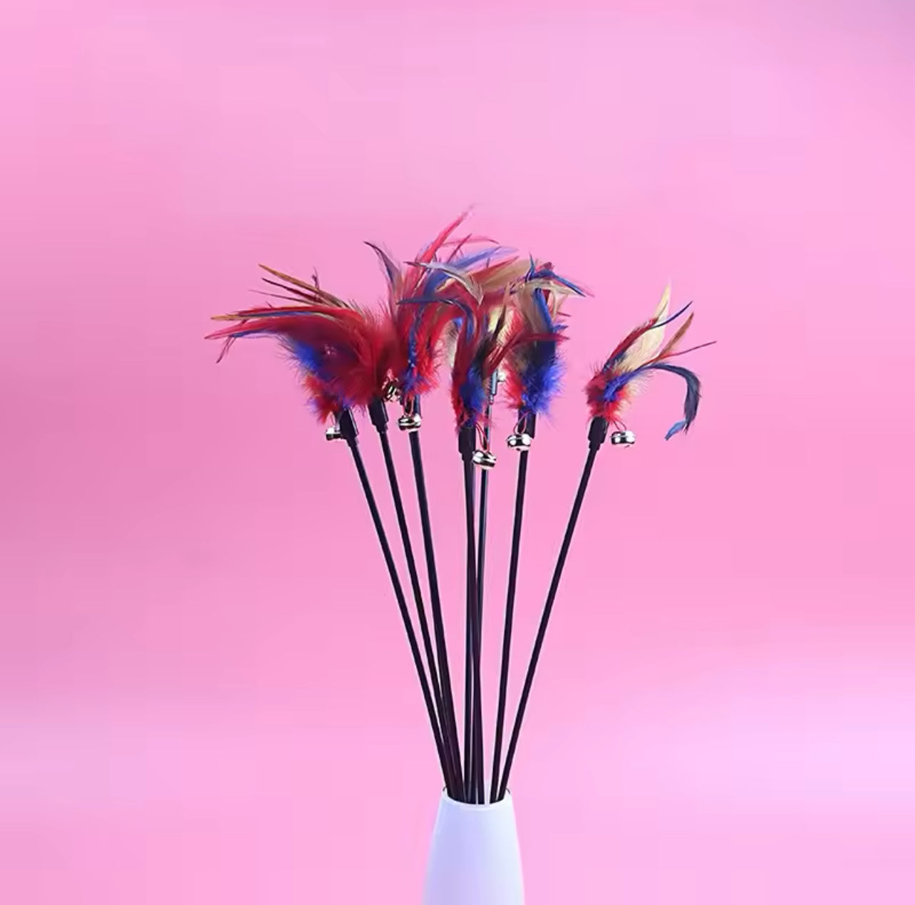 Cat Wand Teaser with Feathers and Bell Sound