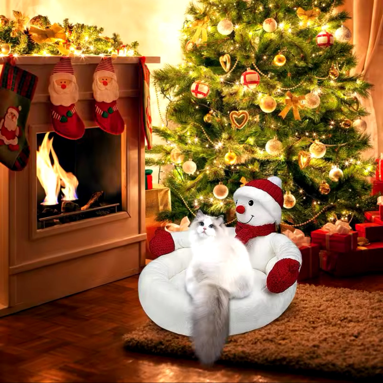 Snowman Christmas Cat Bed