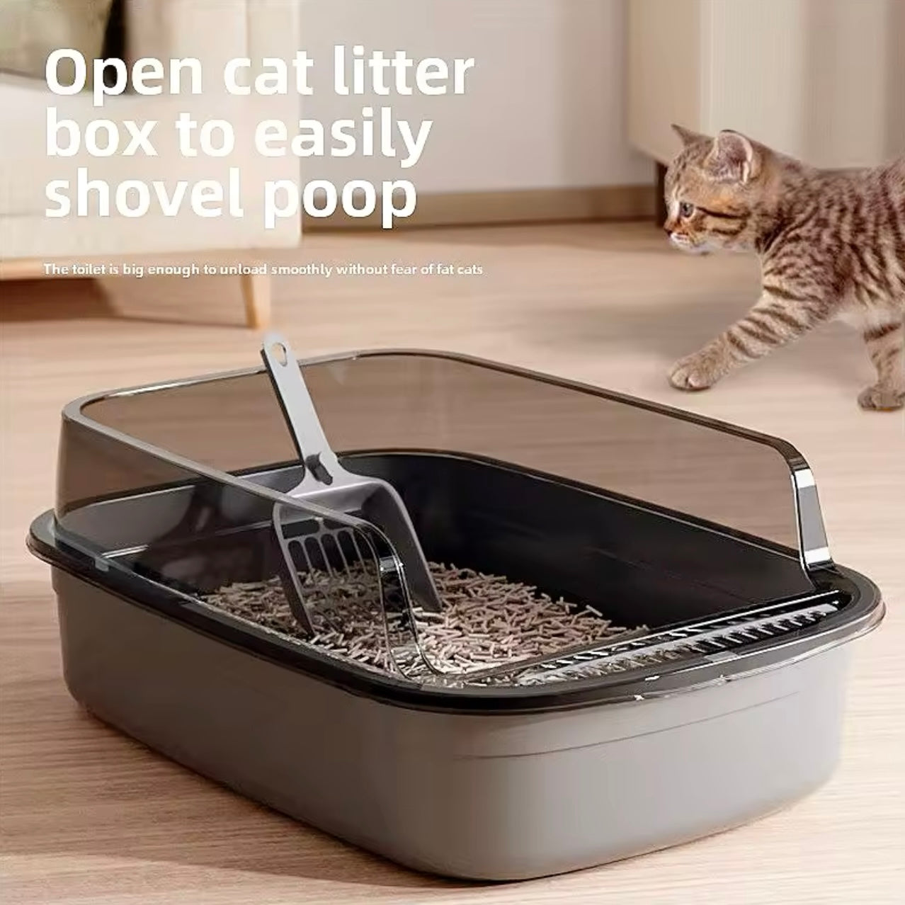 Open Cat Litter Tray (Scooper Included)