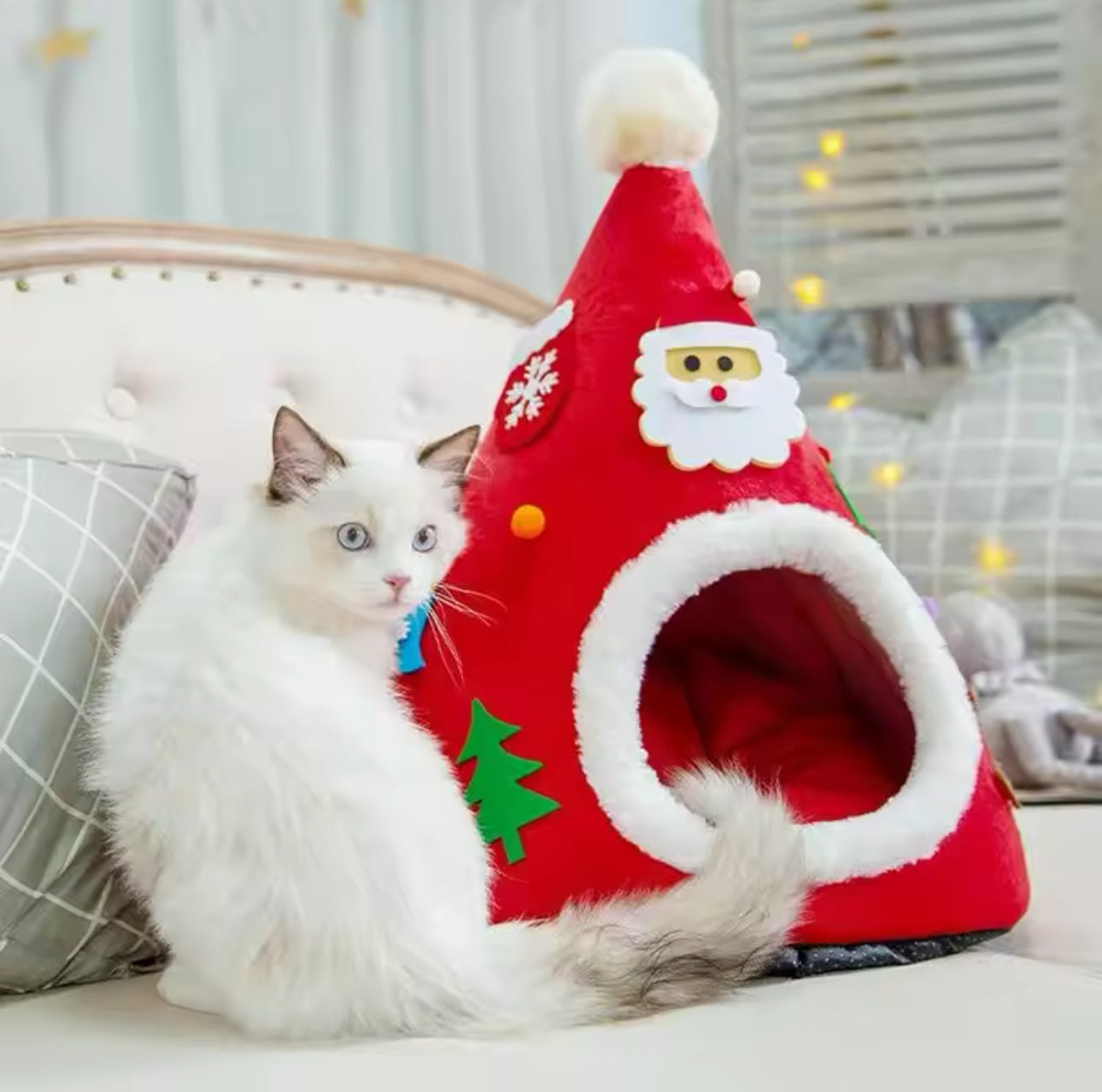 Christmas Cat Bed Hut House