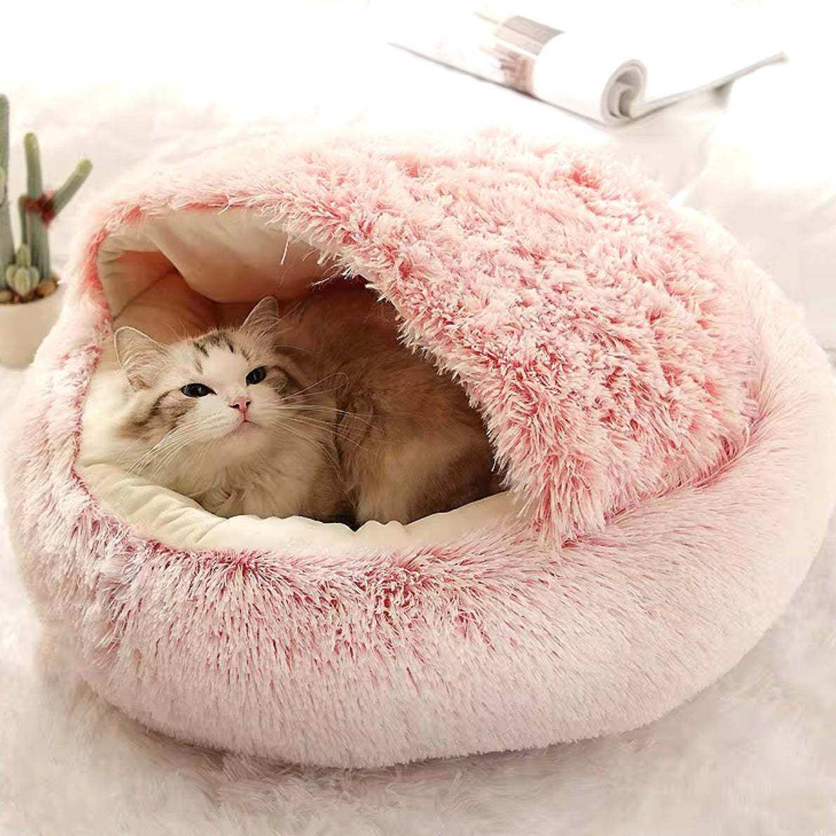 Fluffy Plush Cat Bed