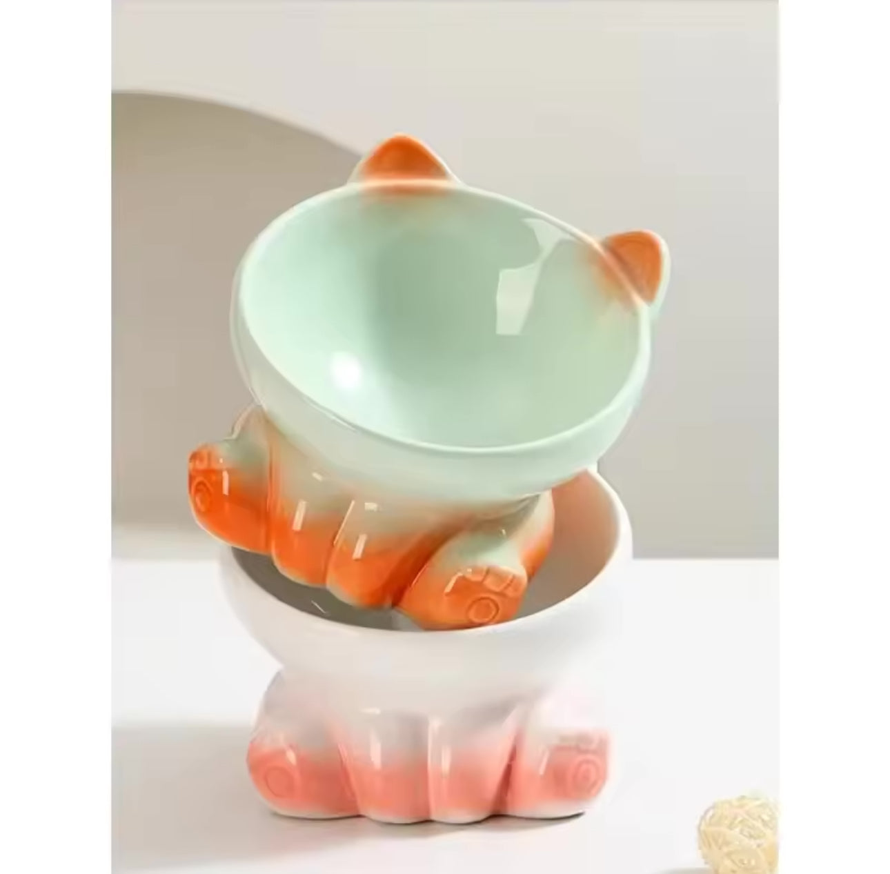 Ceramic Cat Bowl Raised