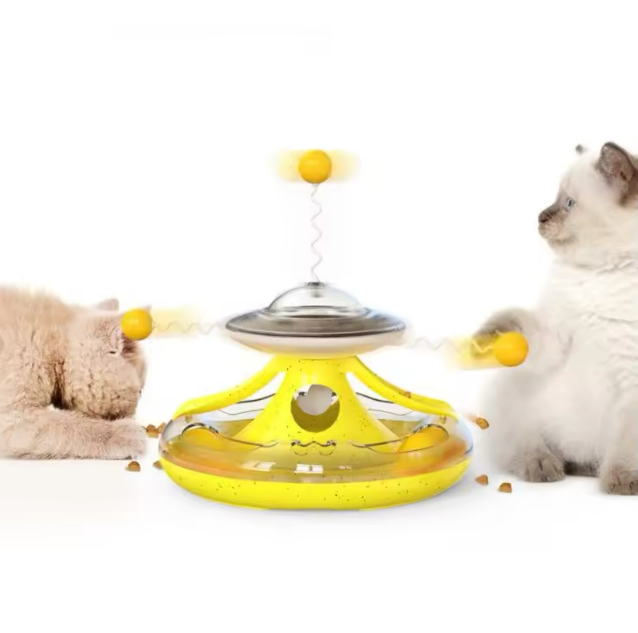 Spinning Cat Puzzle Toy - Treat Dispenser with Balls and Teaser