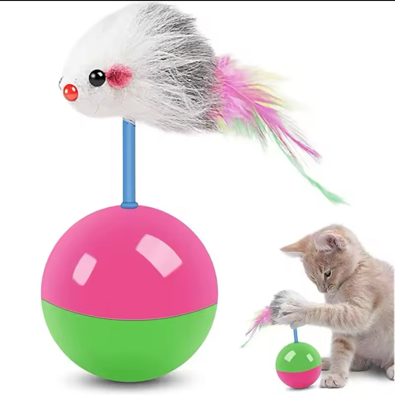 Mouse Balance Tumbler Ball Cat Toy Feather