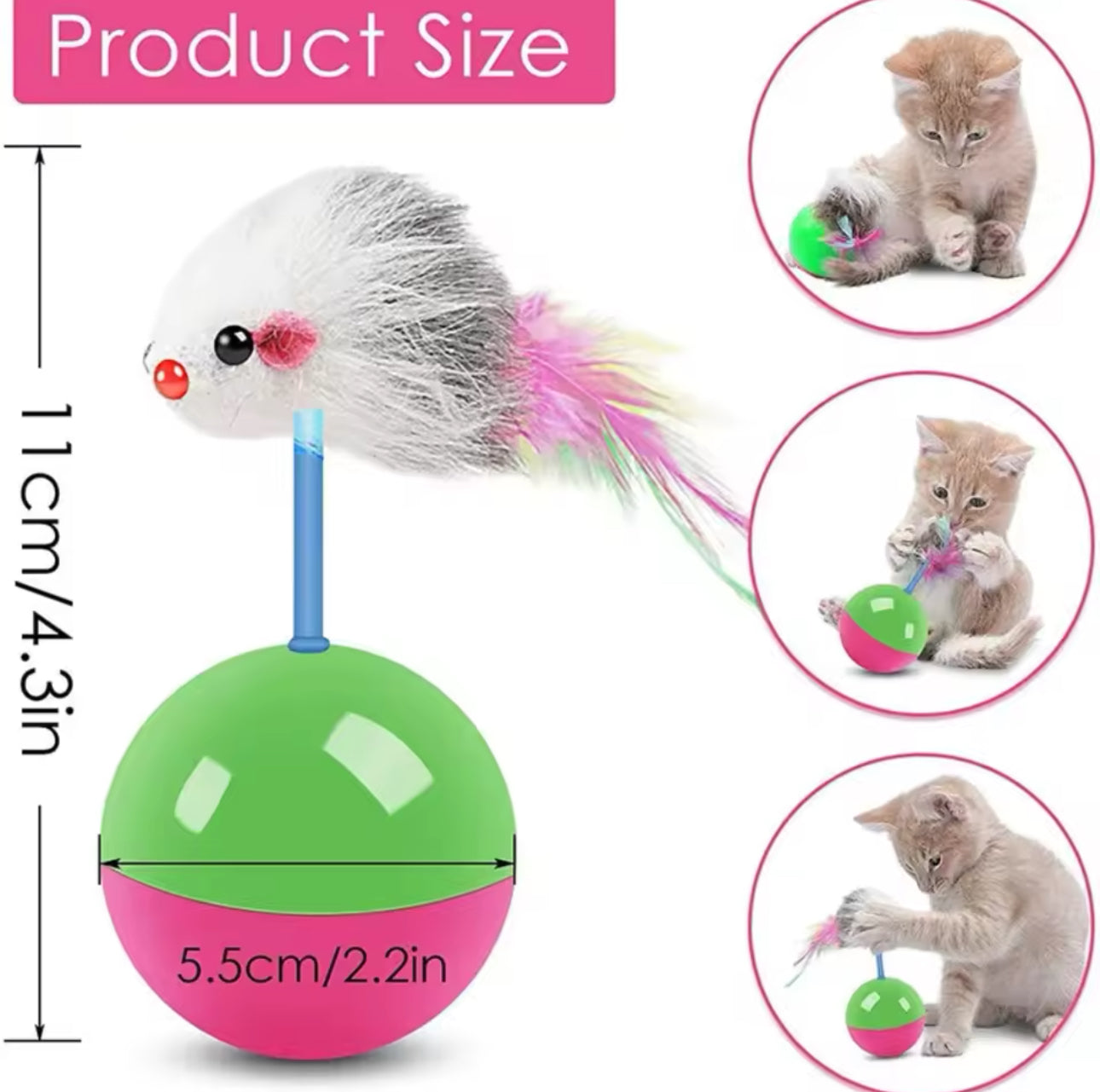 Mouse Balance Tumbler Ball Cat Toy Feather