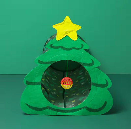 Christmas Tree Cat Tunnel With Ball Toy