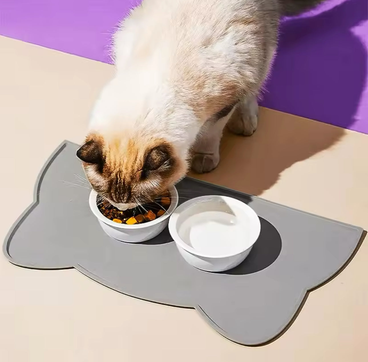 Easy Clean Mat Bowl Non-Slip Silicone Food Pad (cat design)