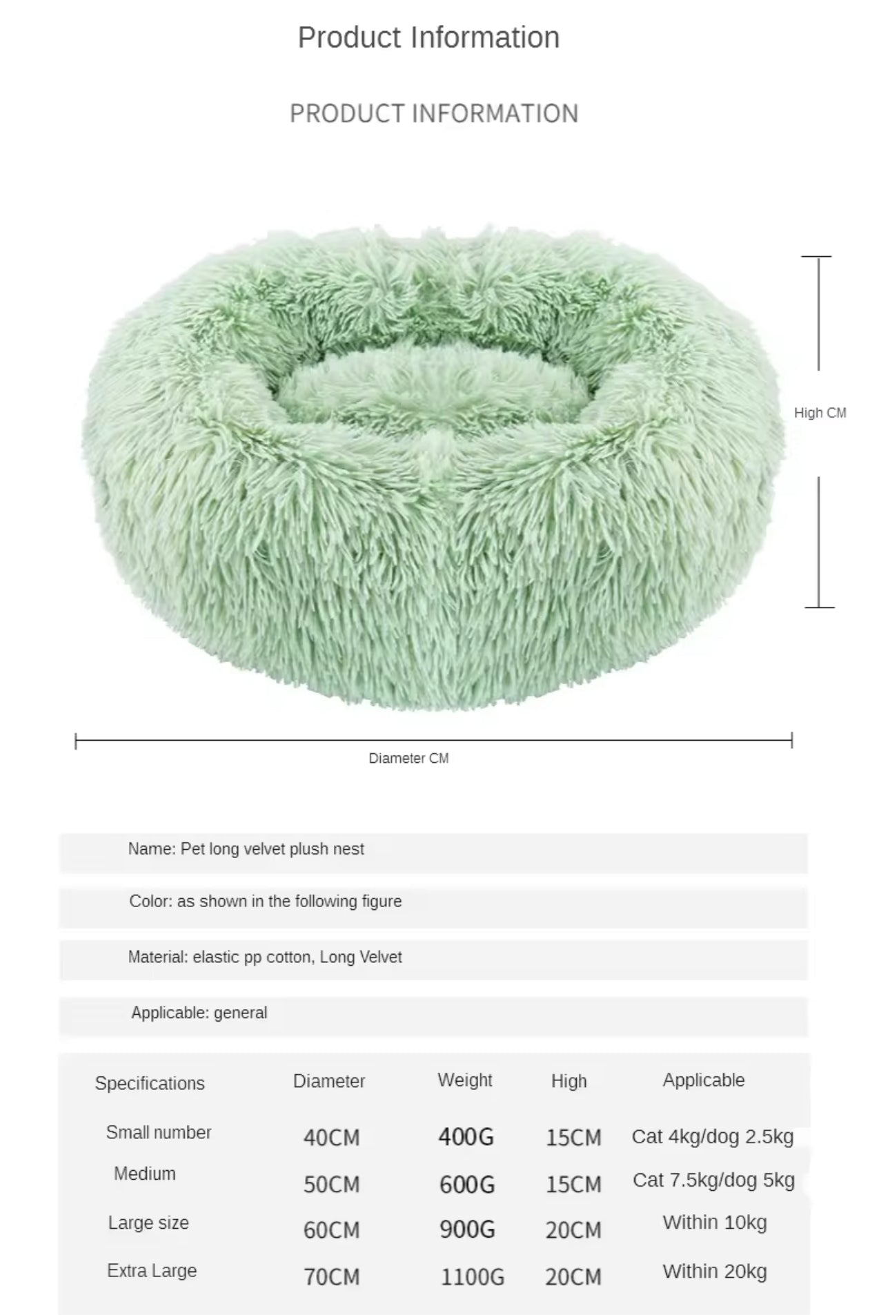 Plush Soft Fluffy Bed (Small 40cm)