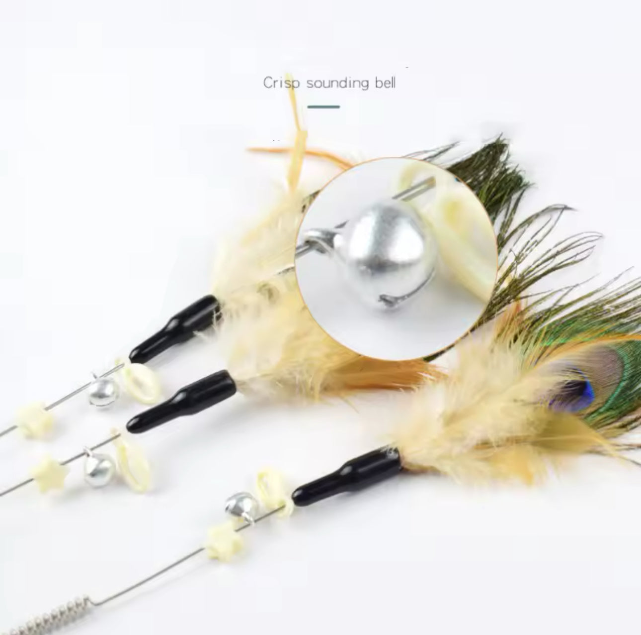 Peacock Feather Cat Wand Teaser Toy