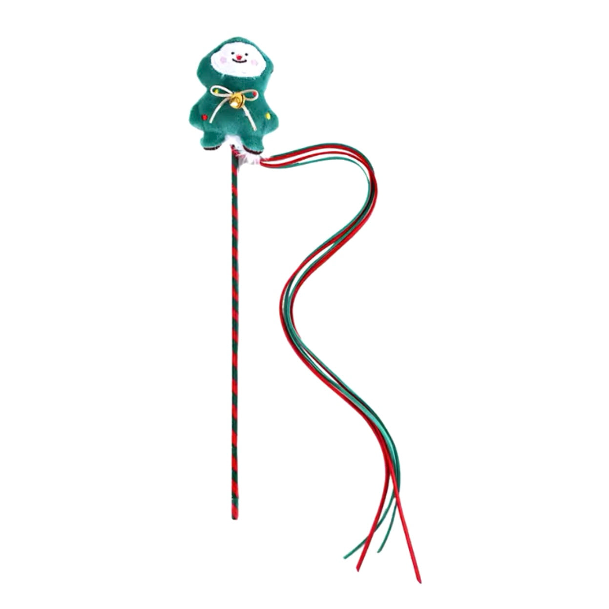 Christmas Festive Plush Cat Wand Tassel Teaser With Bell Sound