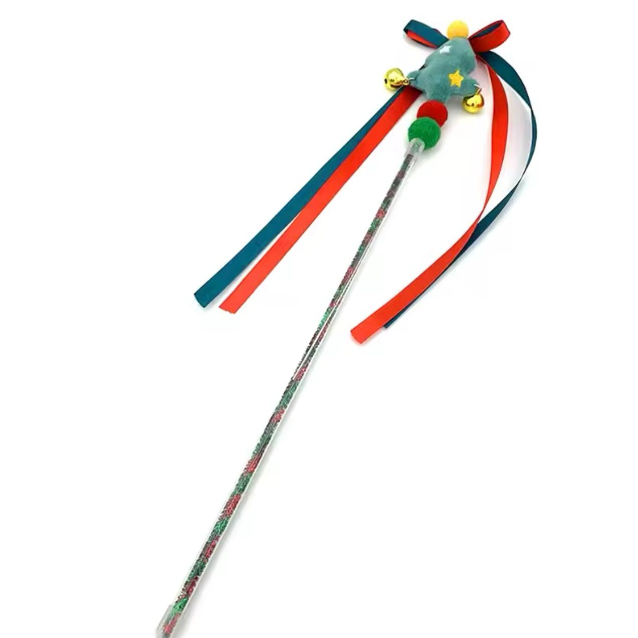 Christmas Ribbon Bell Cat Wand Teasers