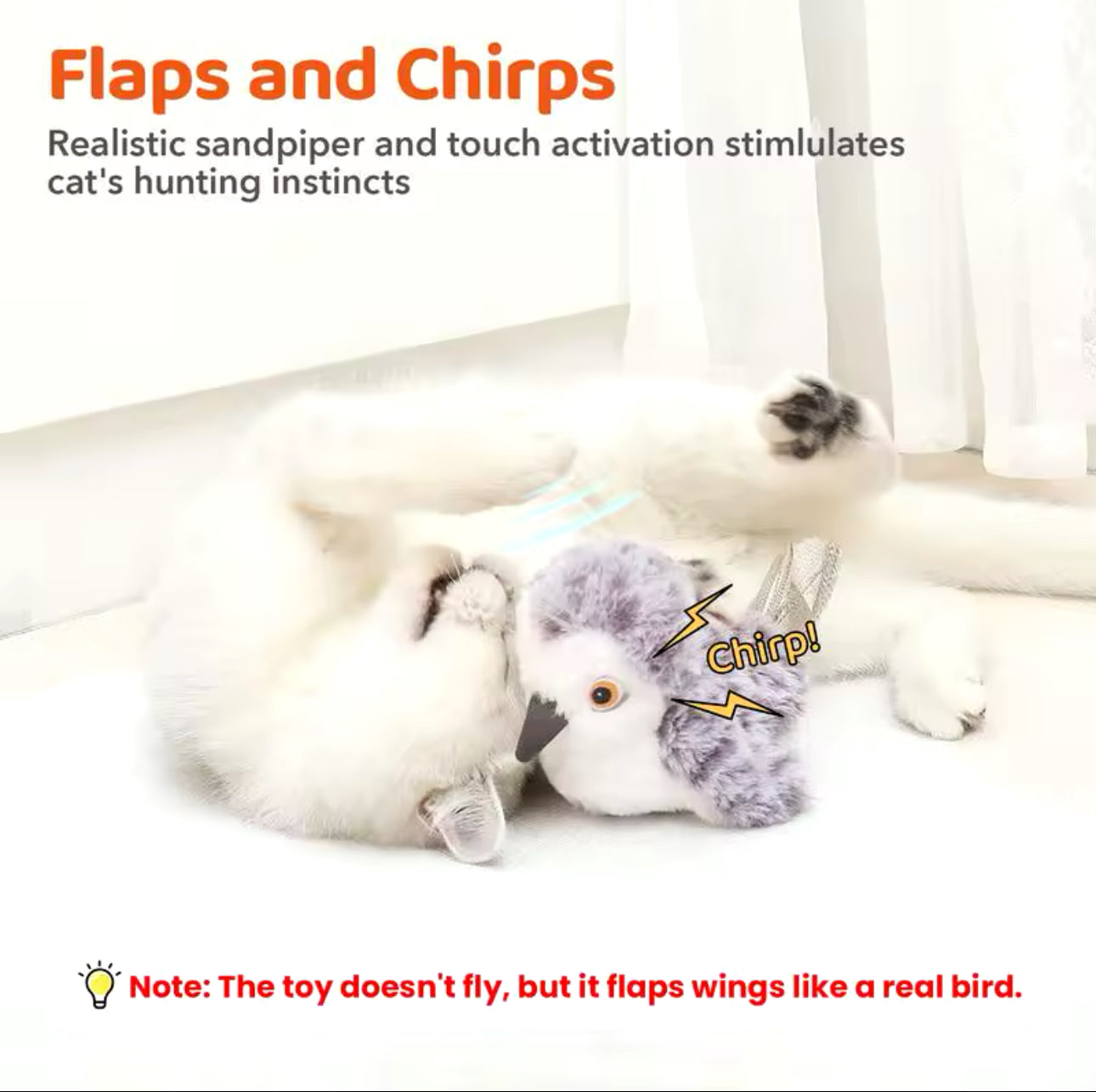 Electric Rechargeable Bird Cat Toy - Flapping Wings