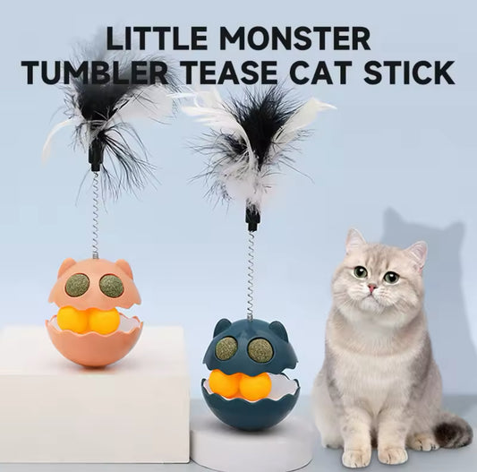 Little Monster Tumbler Cat Toy With Catnip and Feather Teaser