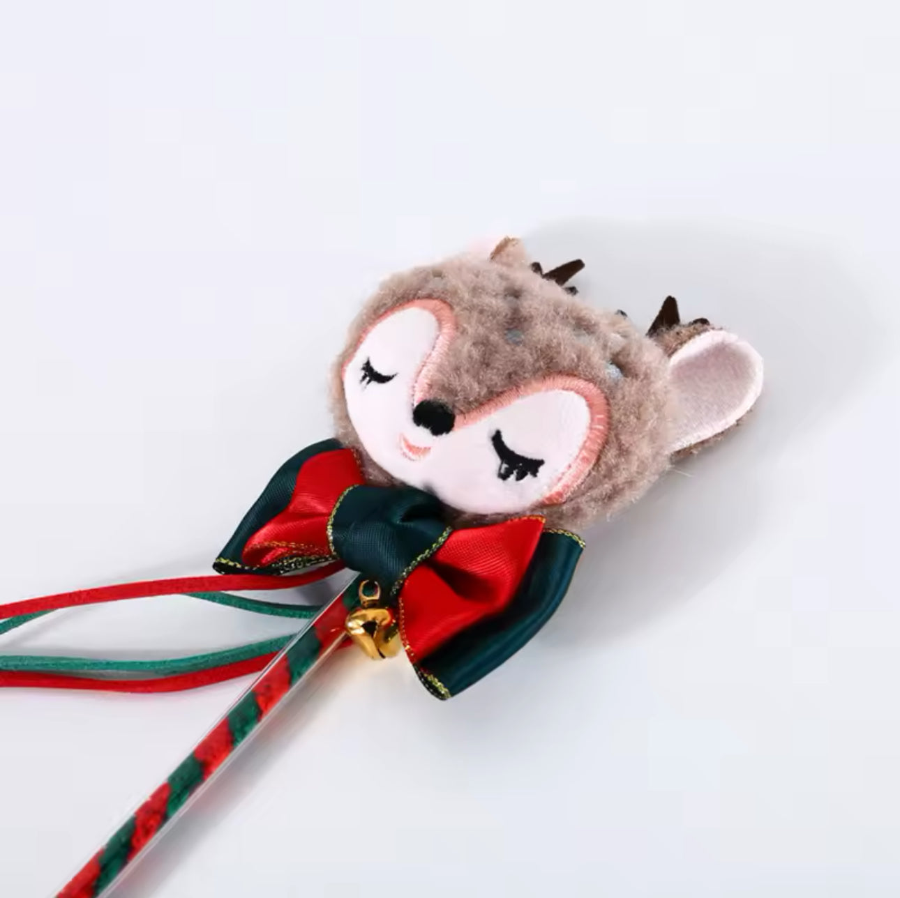 Christmas Festive Plush Cat Wand Tassel Teaser With Bell Sound