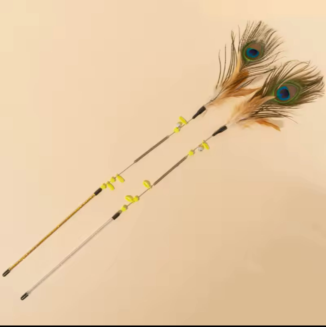 Peacock Feather Cat Wand Teaser Toy