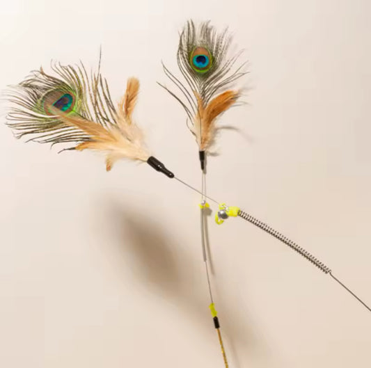 Peacock Feather Cat Wand Teaser Toy