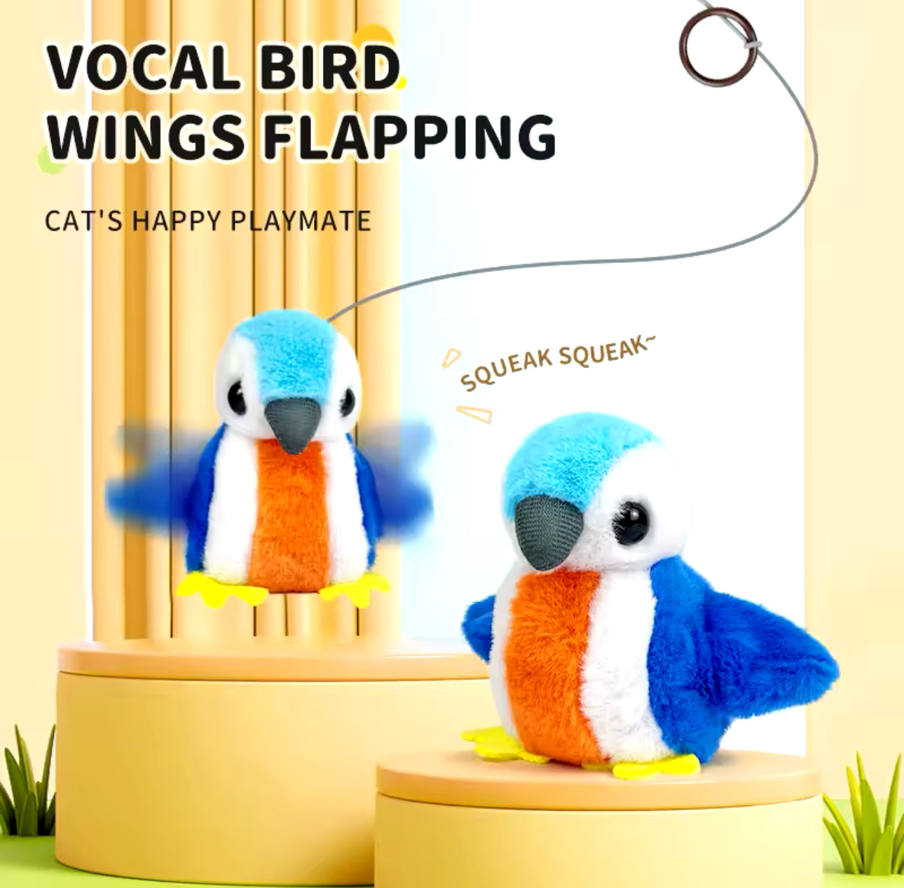 Automatic Smart Electric Bird Toy Game Teaser - Vocal Flapping Bird