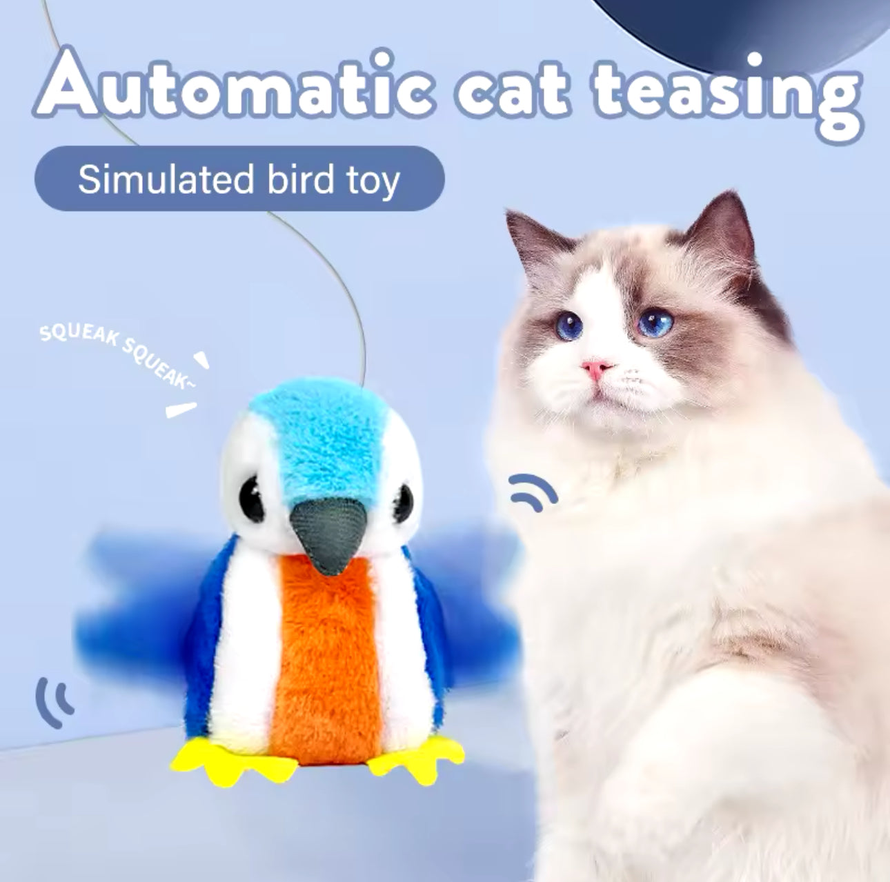 Automatic Smart Electric Bird Toy Game Teaser - Vocal Flapping Bird