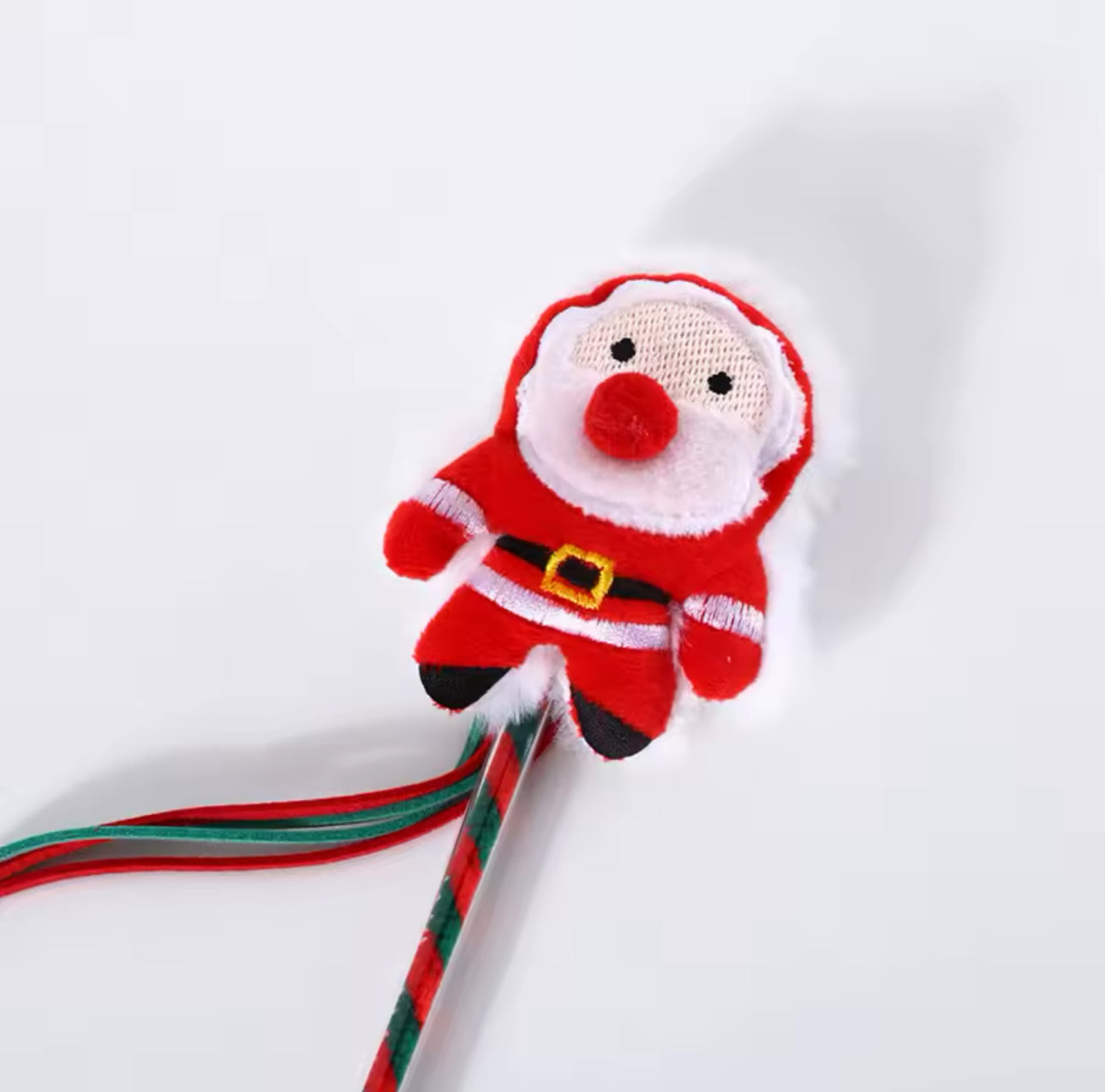 Christmas Festive Plush Cat Wand Tassel Teaser With Bell Sound