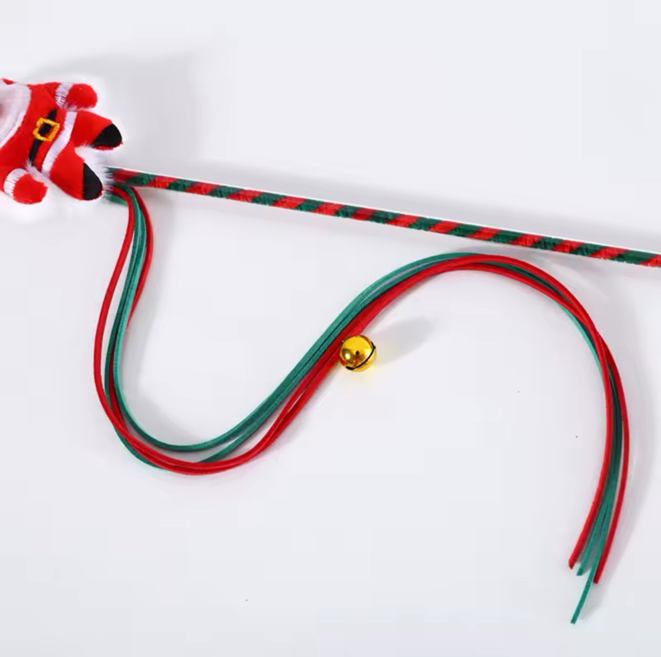 Christmas Festive Plush Cat Wand Tassel Teaser With Bell Sound