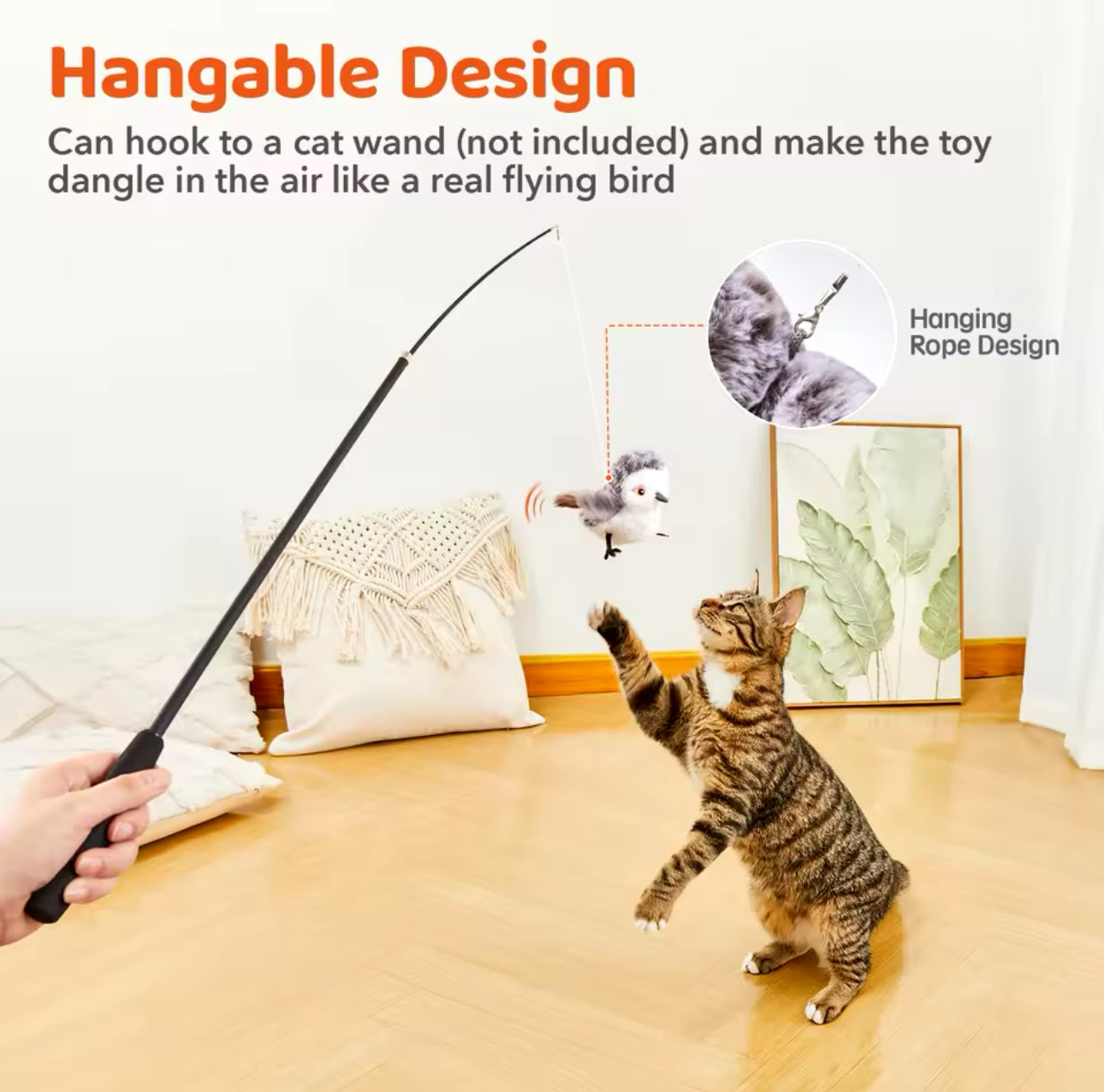 Electric Rechargeable Bird Cat Toy - Flapping Wings