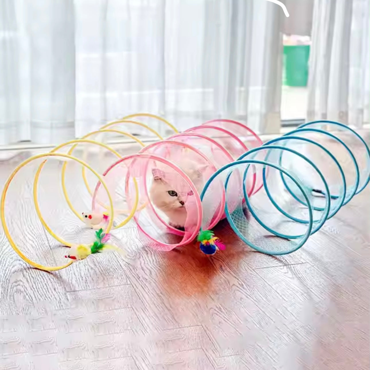 Spiral Cat Tunnel Toy Game With Mouse