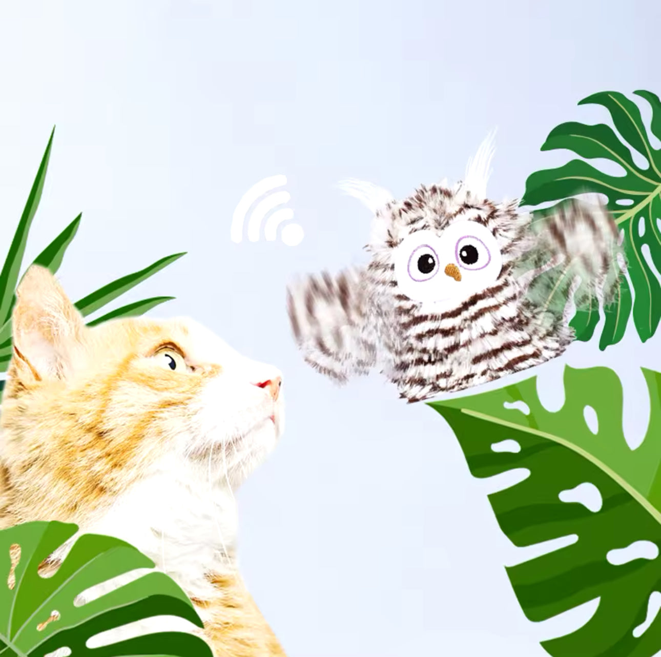 Rechargable Interactive Owl Cat Toy - Wing Flapping Bird Game