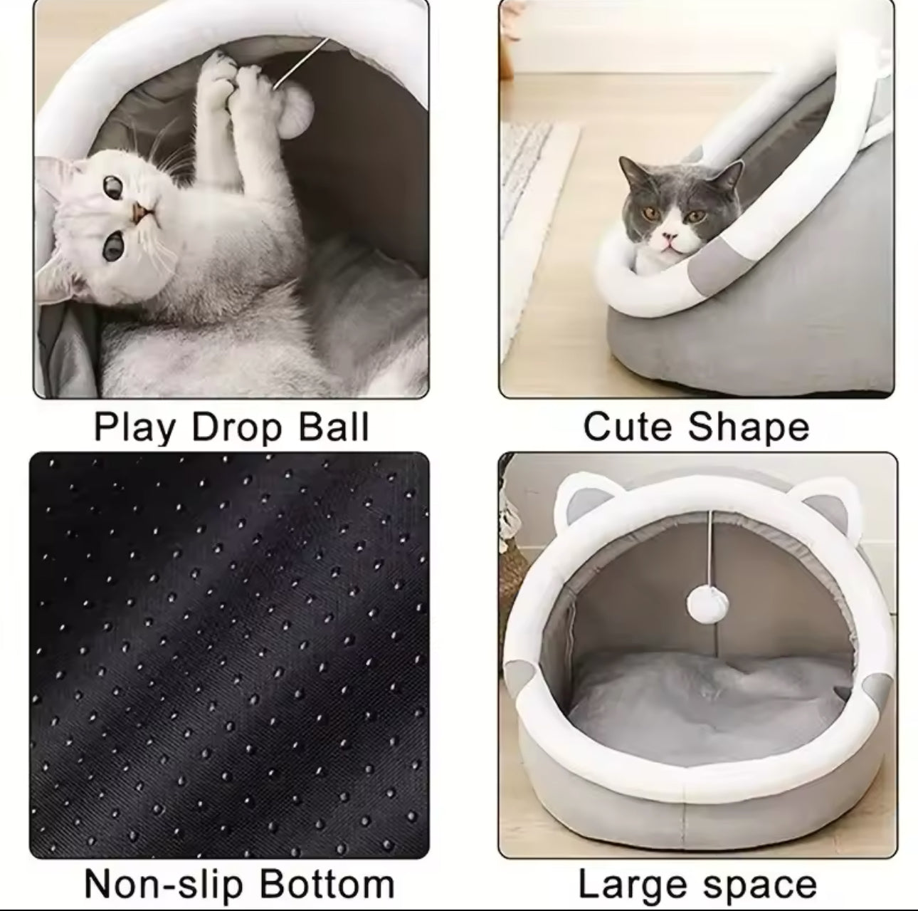 Pet Bed with Ball toy - Soft bed for cats