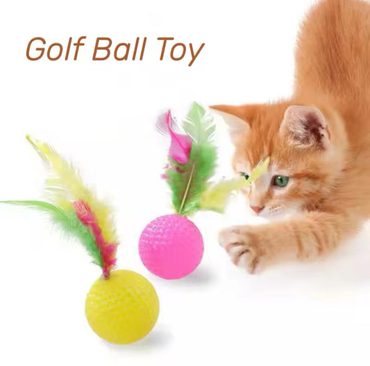 Feather Golfball Cat Toy Ball Game