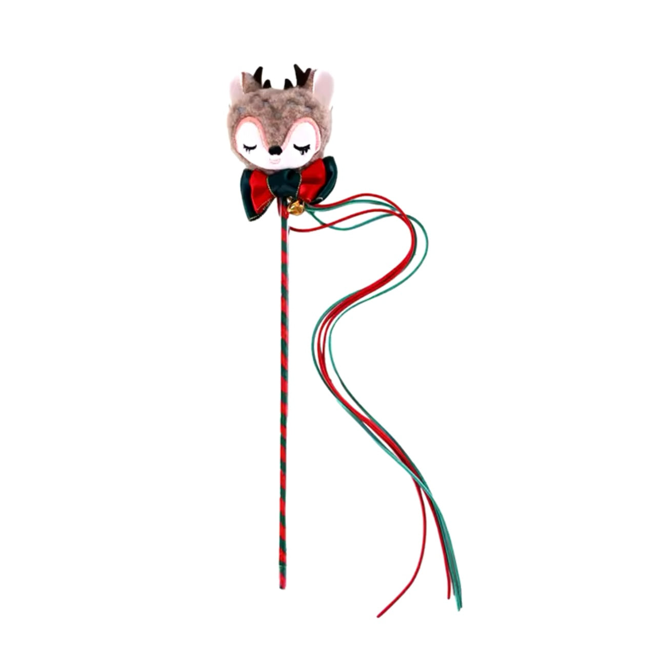 Christmas Festive Plush Cat Wand Tassel Teaser With Bell Sound