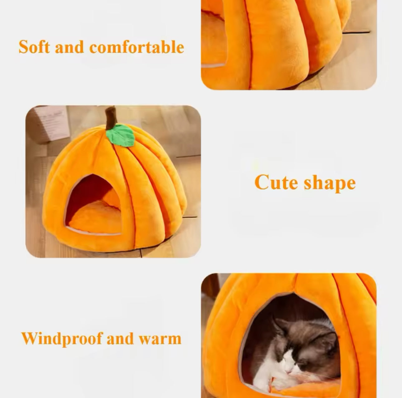 Pumpkin Cozy Cat Bed (Medium)