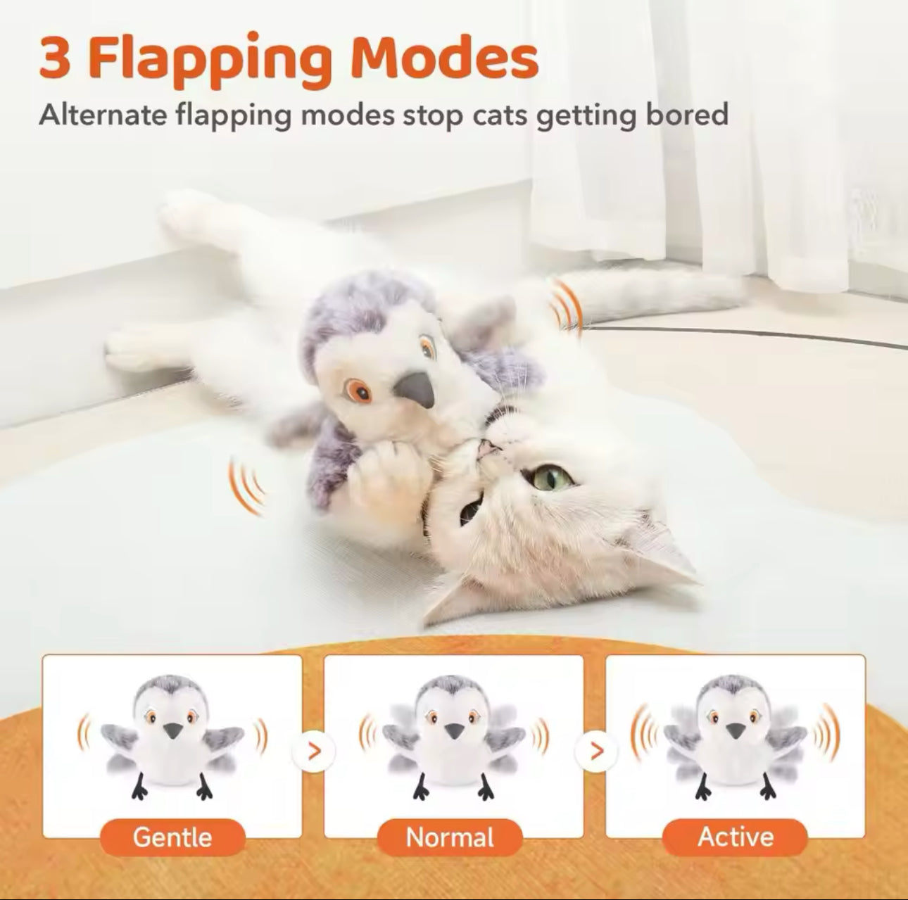 Electric Rechargeable Bird Cat Toy - Flapping Wings